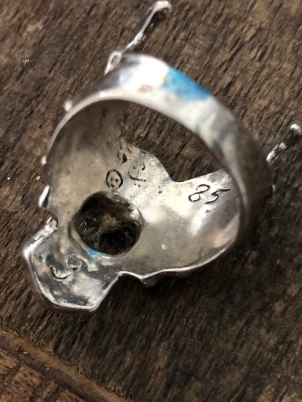 Vintage Unisex Silver Toned Motor Cycles Skull Ring - Picture 12 of 13
